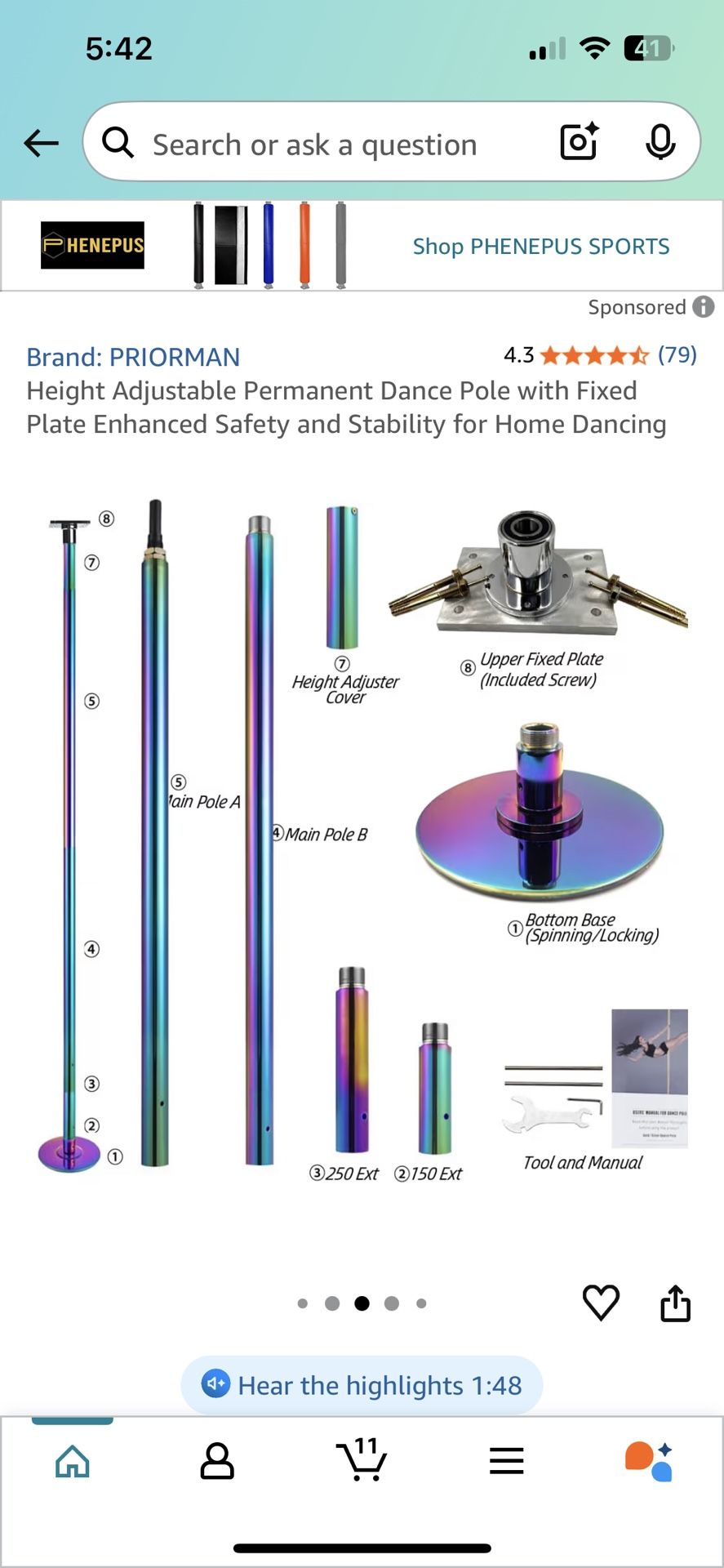 Unopened Colorful Dance Pole
