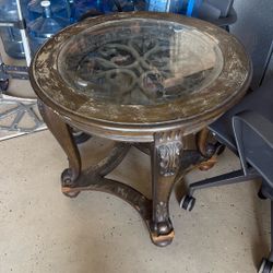 FREE END TABLE-Wood & Glass