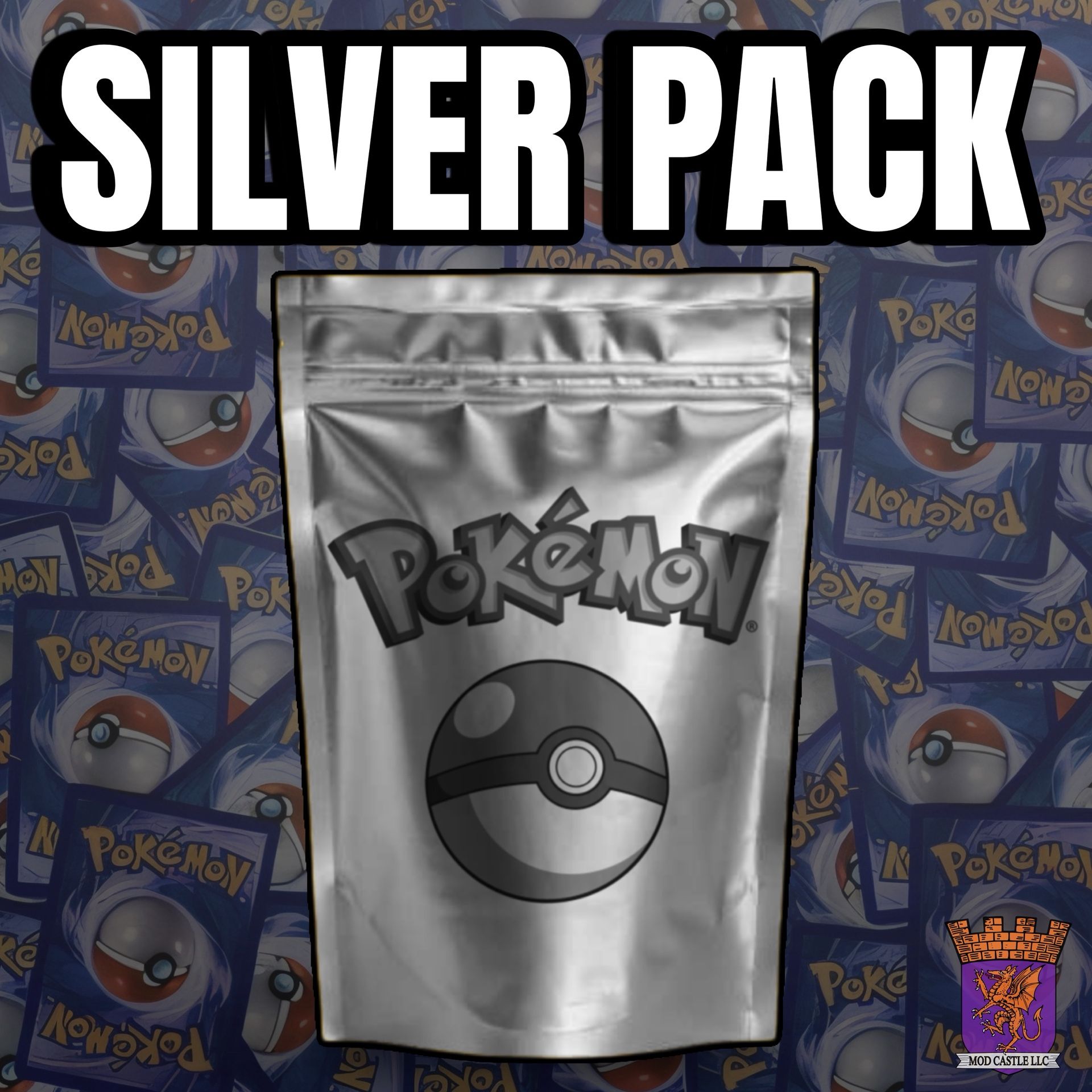 Mod Castle LLC - Silver Pokemon Booster Pack - Assorted Pokemon Card Lot - TCG