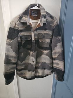 JACHS New York Aztec Jacquard Sherpa Lined Shirt Jacket Small