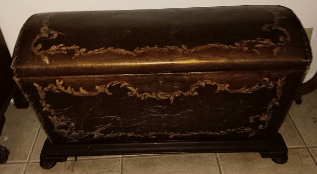 100 Yr Old Leather Encased Trunk