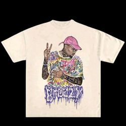 Rock Singer Retro Print, Hip-Hop Rock Style, Heavy T-Shirt, Casual Street, Outdoor Essential.Size XL