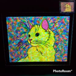 Cat Portrait Painting, Glow + Blacklight 