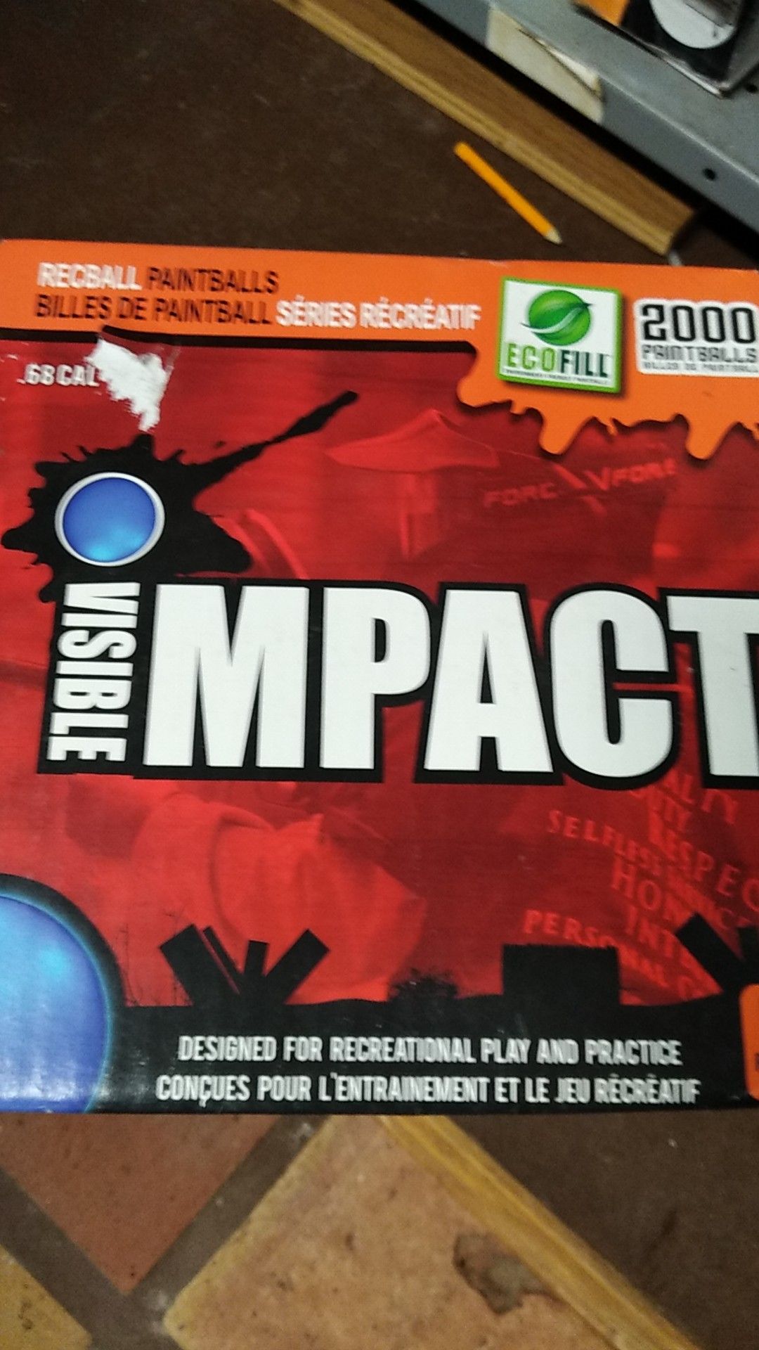 2000 orange paint ball visible impact recball .68 caliber paintballs