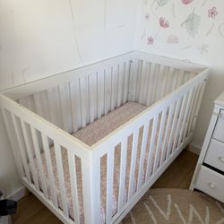 White Crib With Mattress
