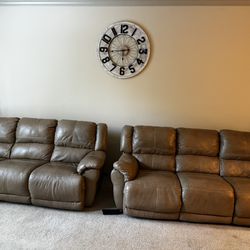 Premium Brown Leather Recliner Couch