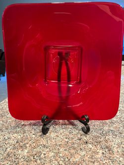 Large Red Square Glass Plate
