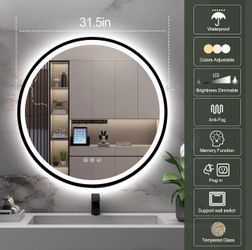 32” LED bathroom mirror