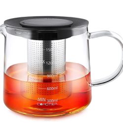 Glass Teapot with Infuser - 1500ml/50 OZ Tea Kettle Stovetop Safe Tea Pot for Blooming Tea Loose Leaf Tea, Premium Tea Maker with Gift Box