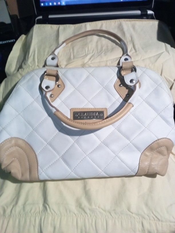 Claudia Firenze White/Beige Leather Purse 