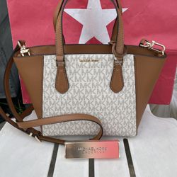 Michael Kors  Taryn Small Signature Logo and Leather Convertible Crossbody Bag NWT Michael Kors Wonderlust roller perfume NIB 