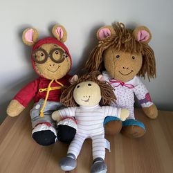 Arthur And Sister DW Aardvark Plush Toy Lot PBS KIDS 