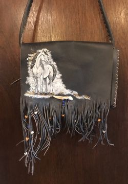 Beaded leather purse new