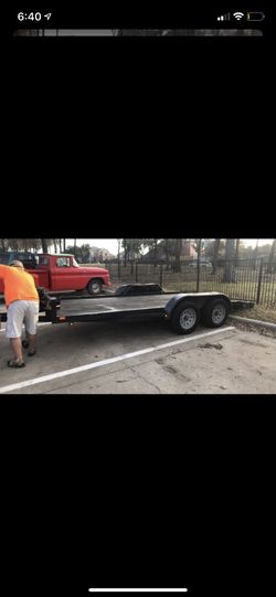 16 foot car haul. Winch and ramps. With lights wired in