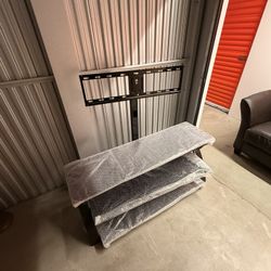 TV Glass Stand With Shelves