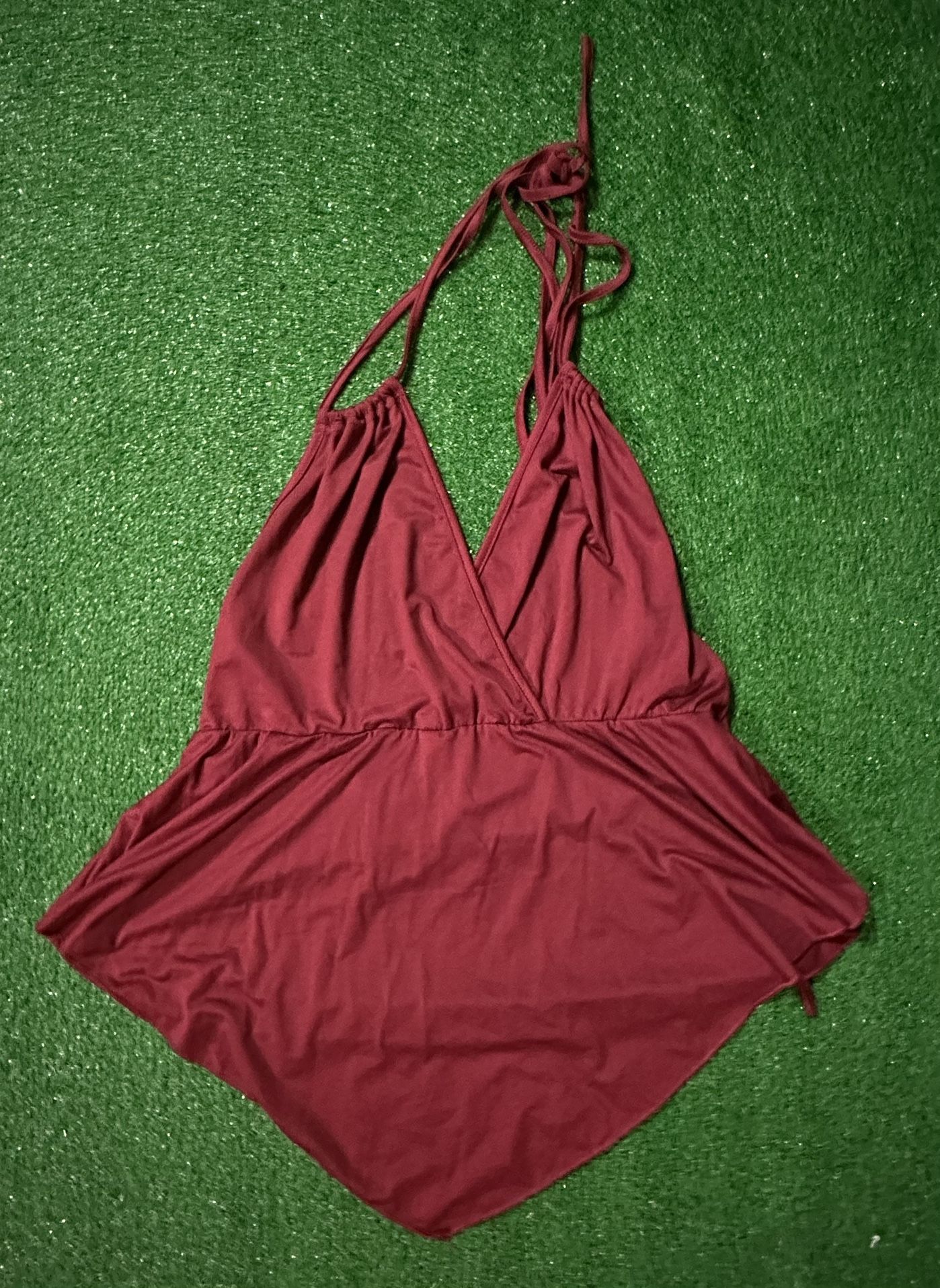 Women’s SHEIN Burgundy halter top with tie back size 2XL