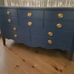 Large Dixie Dresser Chest Solid Wood Navy Satin 62x20x35 New