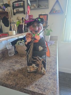 Halloween Witch Figure with Graveyard