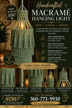 Hand crafted macrame hanging light