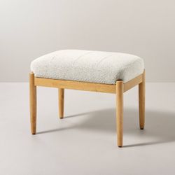 Boucle Upholstered Wood Ottoman - Oatmeal - Hearth & Hand™ with Magnolia