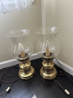 Gold and Glass Electric Hurricane Lamp