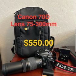 Canon 70D N 75-300mm lens $550.00