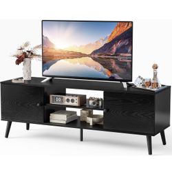 Black TV Console Stand Entertainment Center with Storage Cabinets - 55/60in TVs - BRAND NEW IN BOX