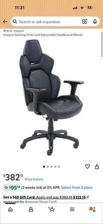 Selling my 380$ gaming chair ..maquin Gaming Chair and Adjustable Headboard (Black
