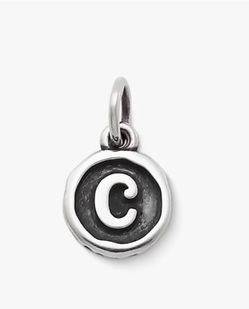 James Avery Vintage Type Initial "C" Charm in sterling silver - cut loop