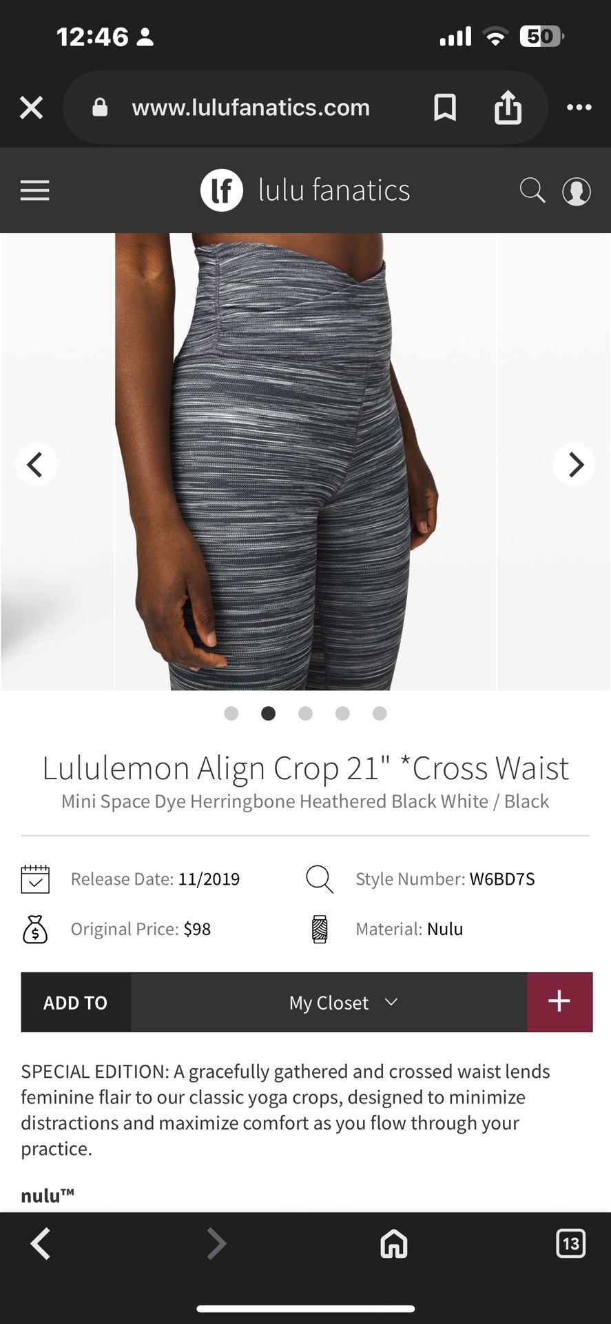 Lululemon Leggings / Tights / activewear Heathered Black White / Black Leggings Size 2