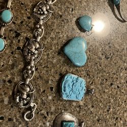 All Sterling, Silver And Turquoise Vintage They Are Rings Bracelets Pendants, Beautiful