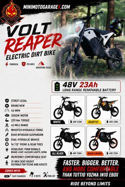 Volt Reaper Electric Dirt Bike 40Mph 3000w 23AH 48V BRANDS NEW fully assembled  with helmet