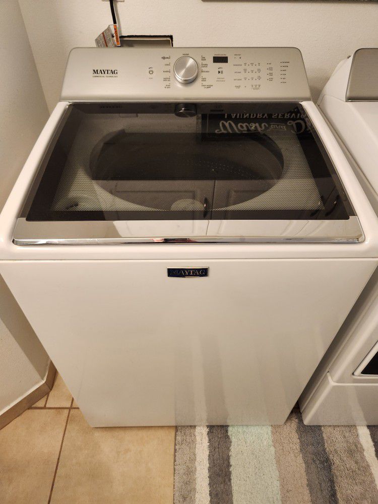 MAYTAG TOP LOAD WASHER AND FRONT LOAD DRYER