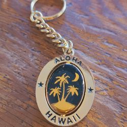 Hawaii Aloha Keychain Gold/black