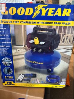 Goodyear 6 GAL OIL FREE COMPRESSOR WITH BONUS BRAD NAILER