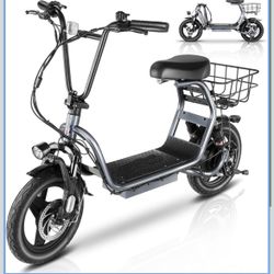 Peak 1200W Electric Scooters with Seat, Electric Scooter Adults with Basket, 14" Tire, 500Wh Battery, 30 Miles Range, Top Speed 20MPH, Foldable