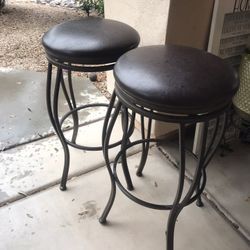 Leather And Metal Bar Stools