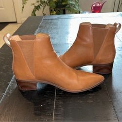 J. Crew Brown Leather Chelsea Pointed Western Slip On Ankle Booties Boho Size 7 