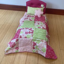 American Girl Upholstered Bed And Bedding
