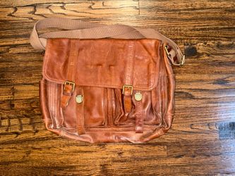 Fossil Vintage Brown Leather Messenger Bag Commuter Laptop Briefcase Flap Case