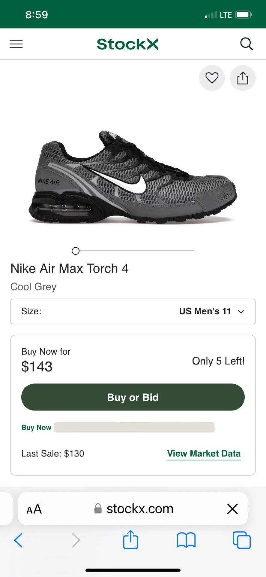 Nike Air Max Torch 4 Cool Grey Size 11