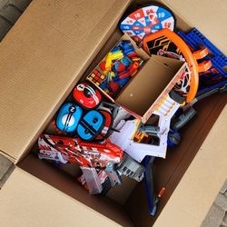 Box Of Nerf Guns & More