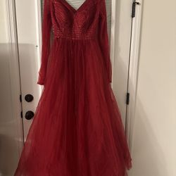 Dark Red Elegant Dress