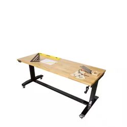 NEW IN BOX Husky 62 in. W x 24 in. D Adjustable Height Black Workbench Table with Solid Wood Top