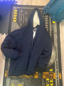 Navy Blue Sherpa-Lined Zip-Up Hoodie