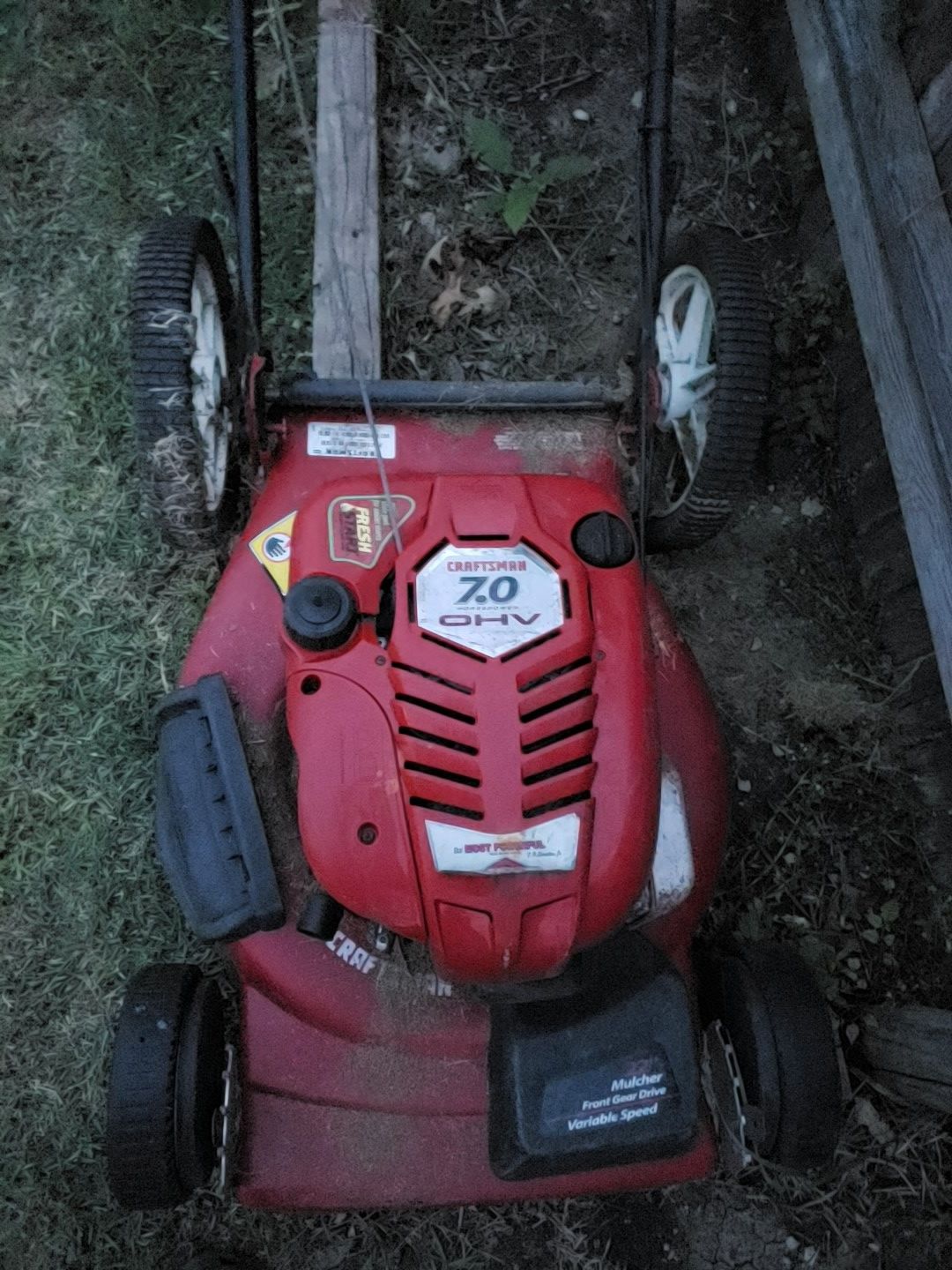 Craftsman 7.0 OHV lawn mower brings and Stratton 22" front gear drive