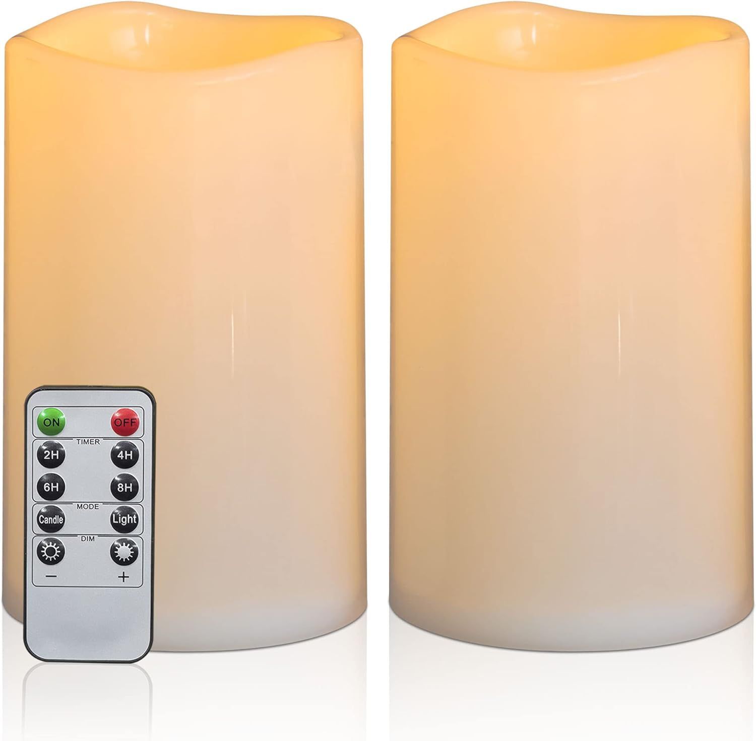 12"x5" Waterproof Extra Large Outdoor Flameless Candles Battery Operated LED 2pc