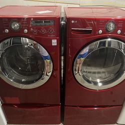 Red Set LG Washer And Dryer Electric 