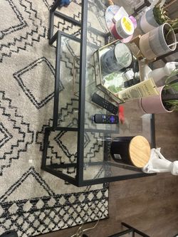 Black Metal and Glass Coffee Table