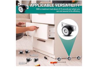 16 Set 1.25 Inch Small Side Mount Caster Wheels Little Drawer Rollers Mini Low Profile Casters Non Swivel Rigid Casters Wheels with Screws for Drawers